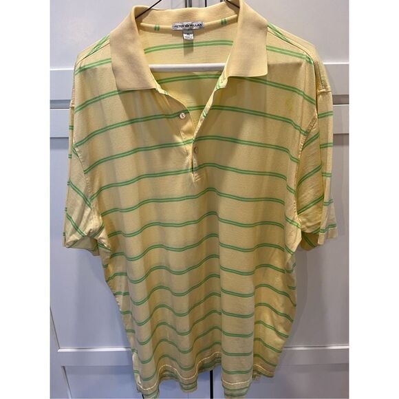 Peter Millar Men’s Striped Yellow Polo Sz XL Golf Stretch - Picture 1 of 7